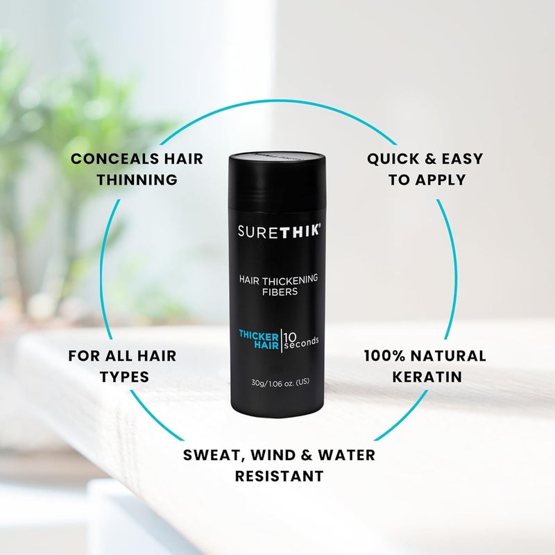SureThik Hair Thickening Fibers - 30g Grey - Lightweight Volume Maximizer for Thinning Hair - Image 3